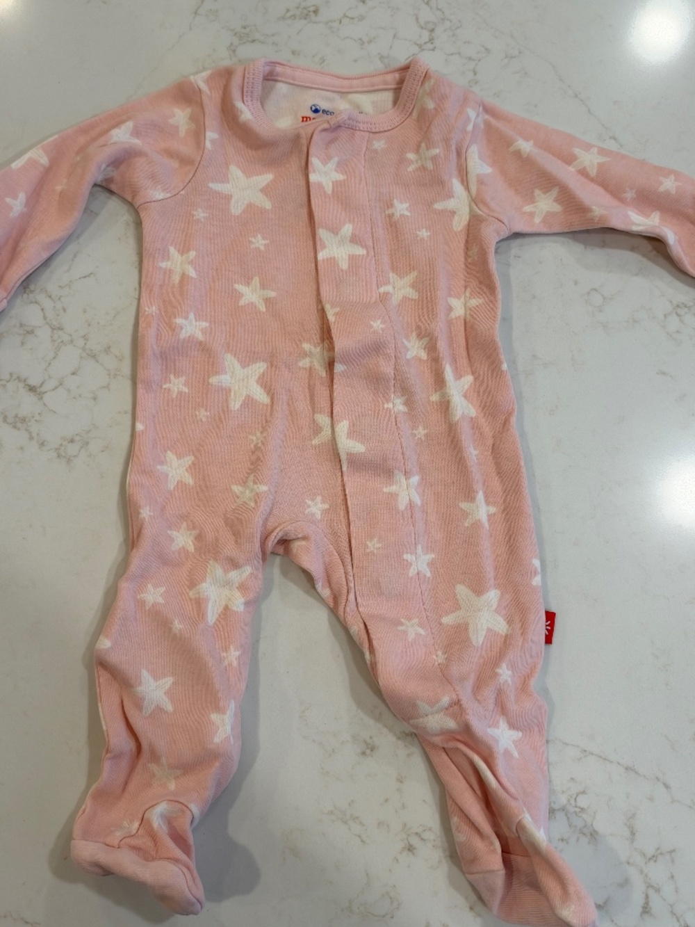 Newborn pink magnetic me organic cotton onesie